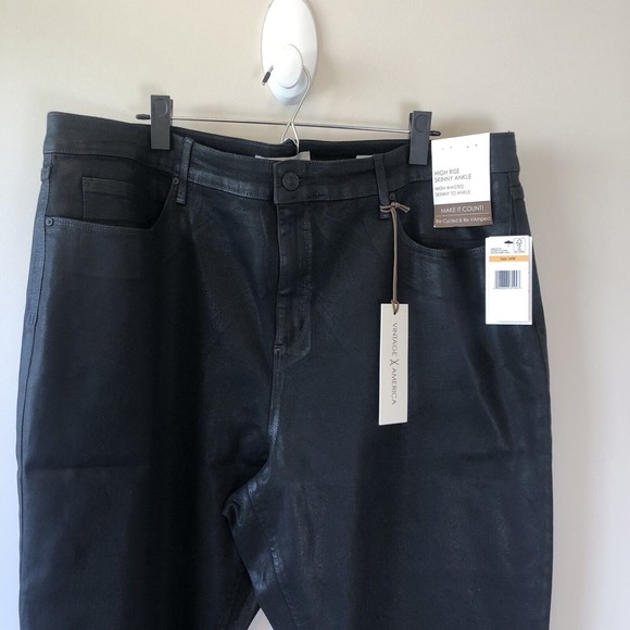 Vintage America High Rise Skinny Ankle Coated Jeans Black Women's Size 24W NWT’s - Picture 12 of 16